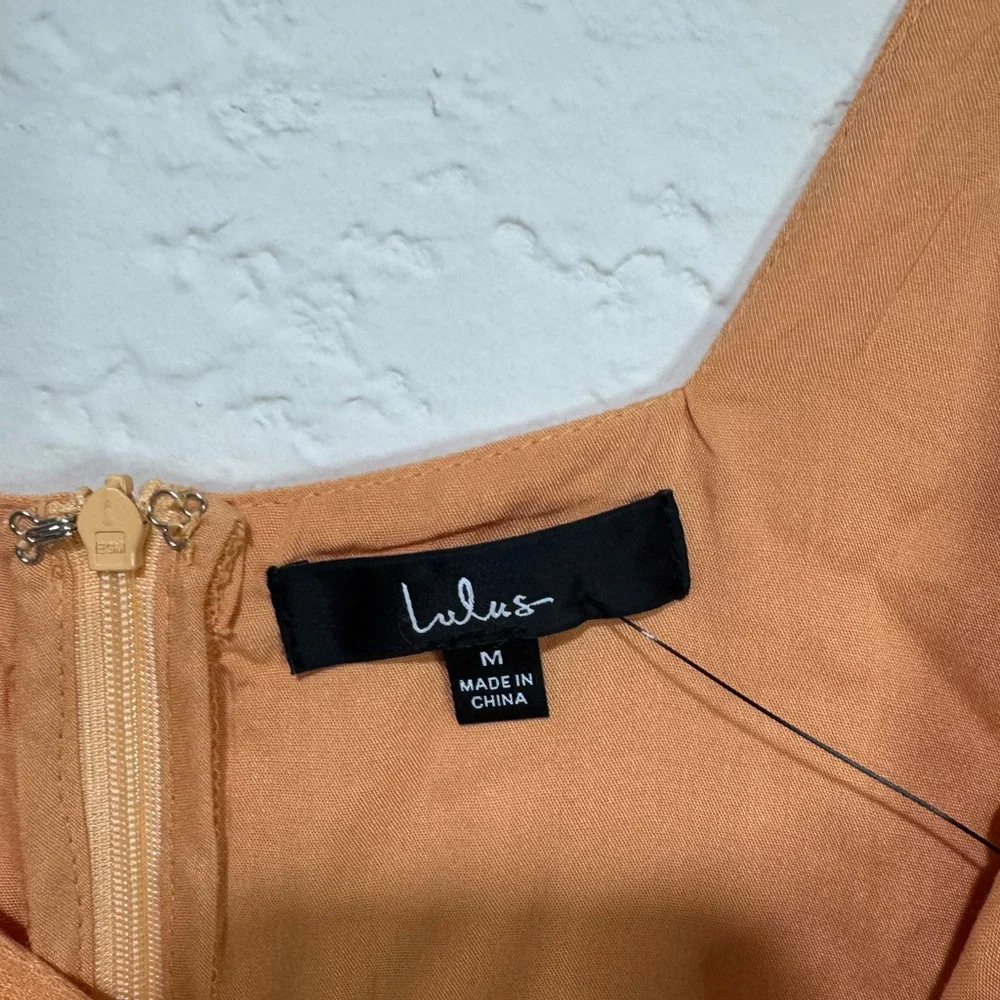 Lulu’s Dress - Feel the Sunshine Washed Orange Tassel Mini Dress - Size Medium - Picture 4 of 5